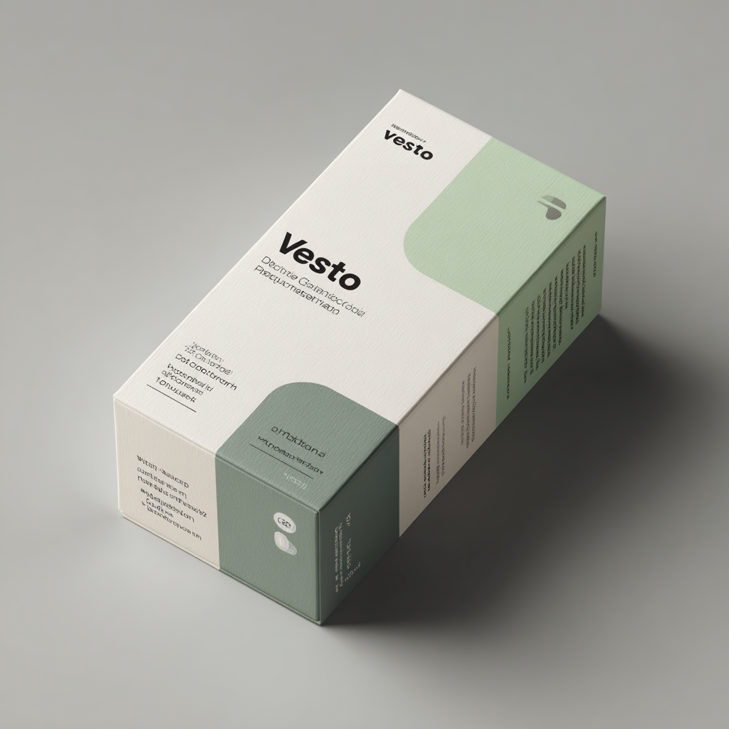 Vesto product package on neutral background
